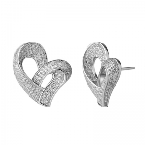 Heart Shape Micro Wax Setting Earrings